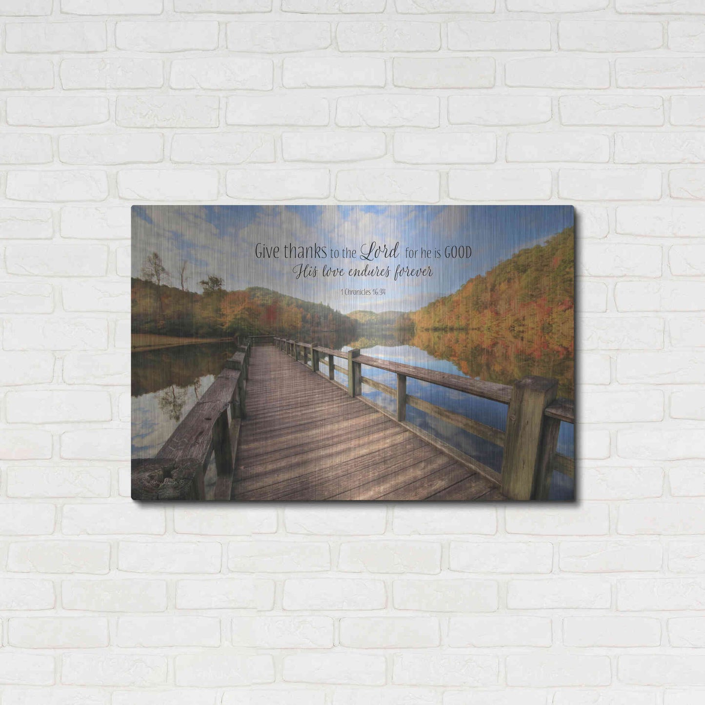 Luxe Metal Art 'Give Thanks to the Lord' by Lori Deiter, Metal Wall Art,36x24