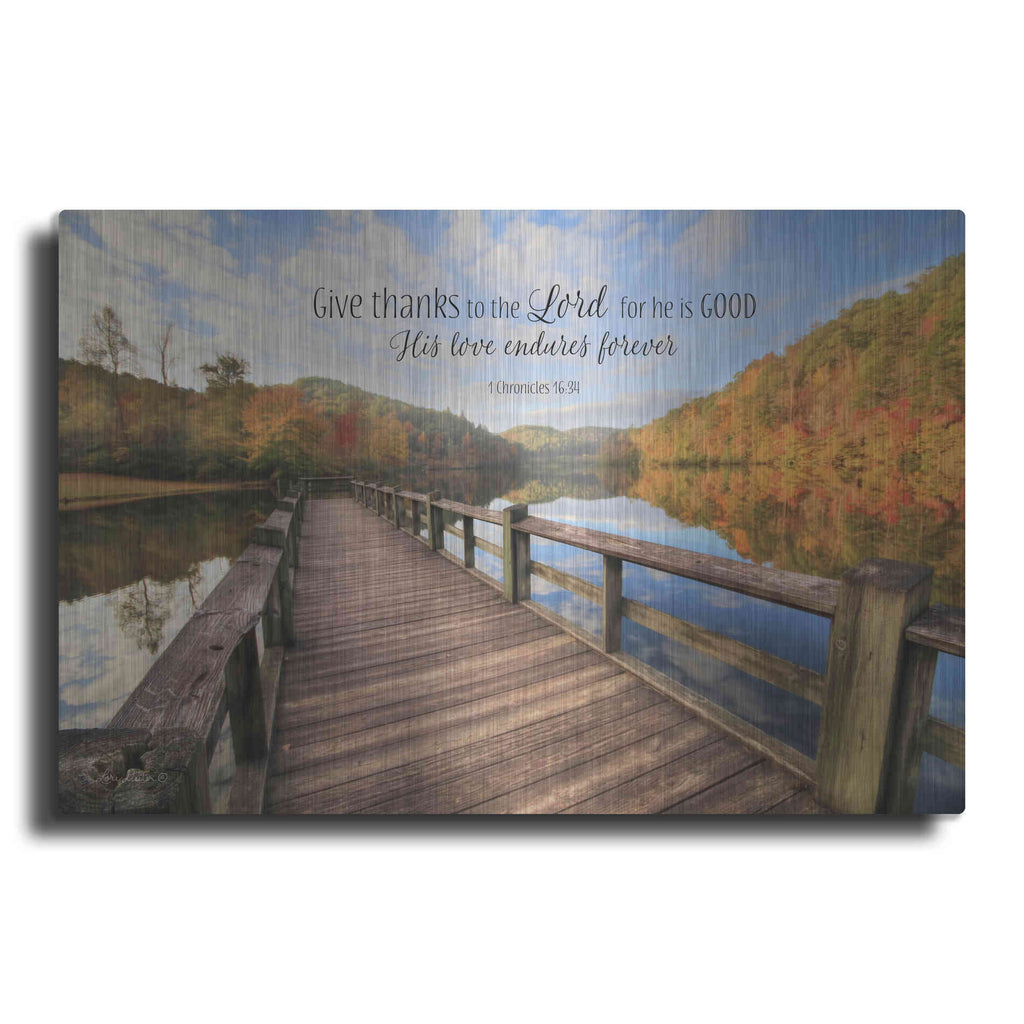 Luxe Metal Art 'Give Thanks to the Lord' by Lori Deiter, Metal Wall Art