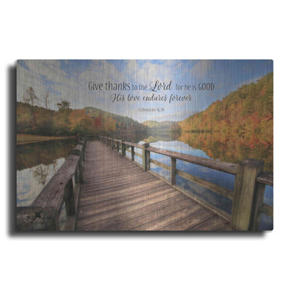 Luxe Metal Art 'Give Thanks to the Lord' by Lori Deiter, Metal Wall Art