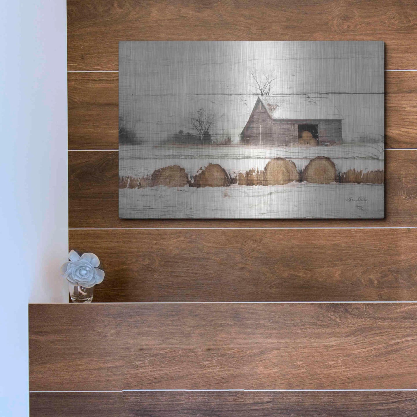 Luxe Metal Art 'Vermont Hay' by Lori Deiter, Metal Wall Art,16x12