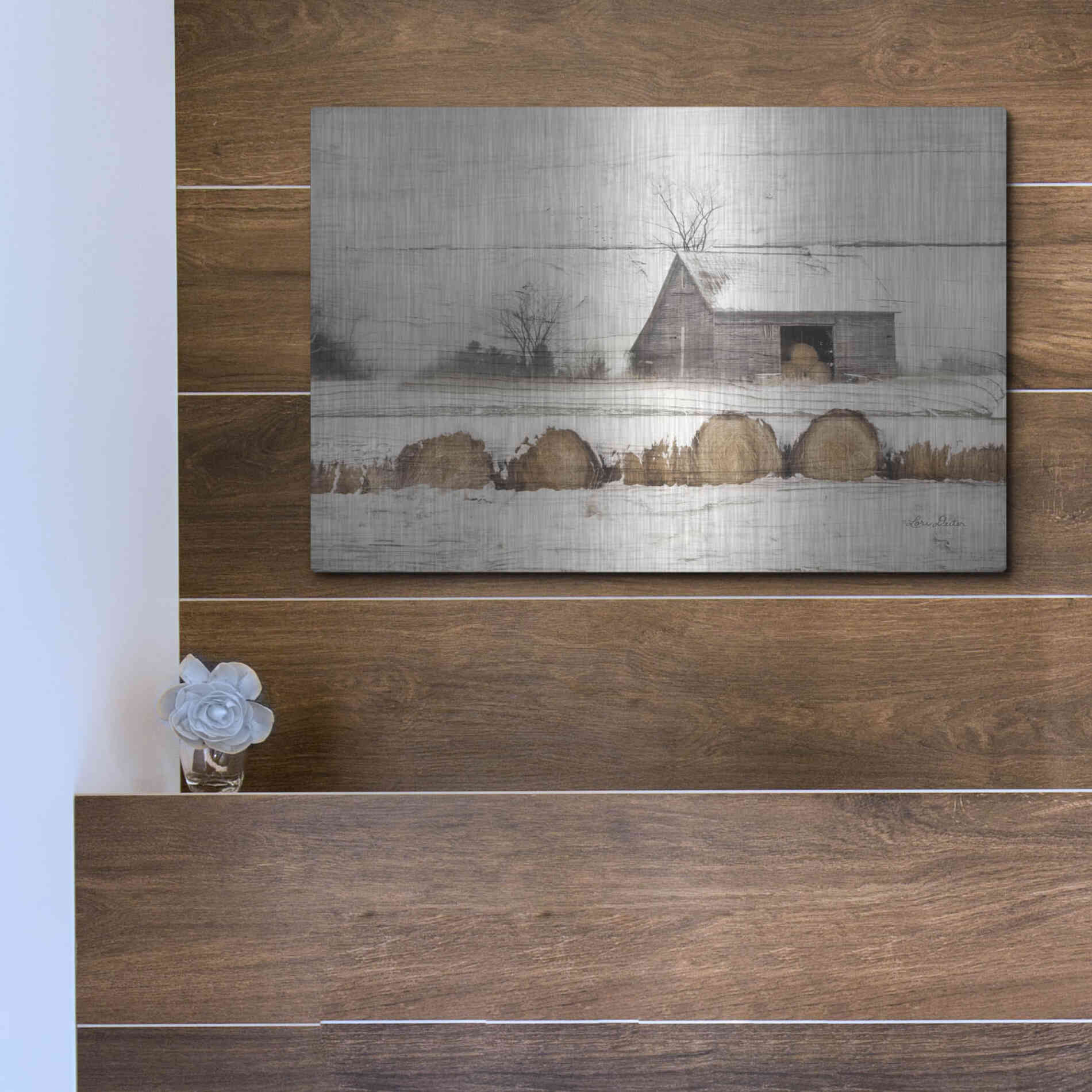 Luxe Metal Art 'Vermont Hay' by Lori Deiter, Metal Wall Art,16x12