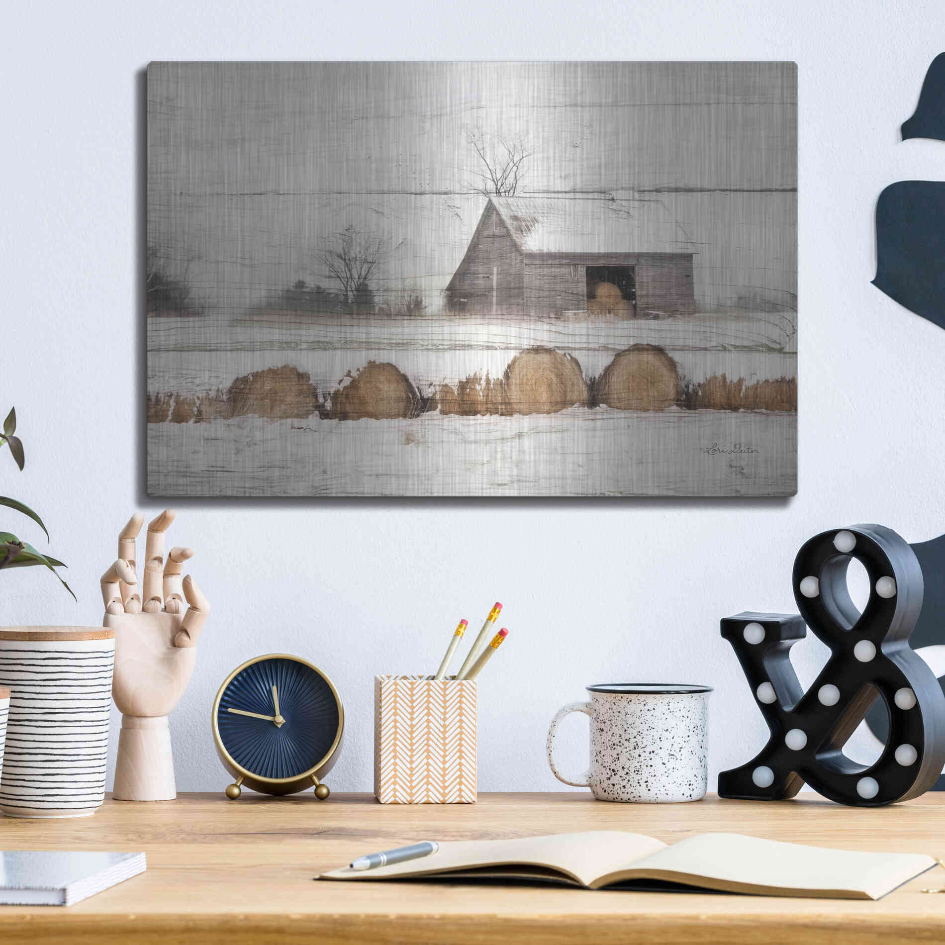Luxe Metal Art 'Vermont Hay' by Lori Deiter, Metal Wall Art,16x12