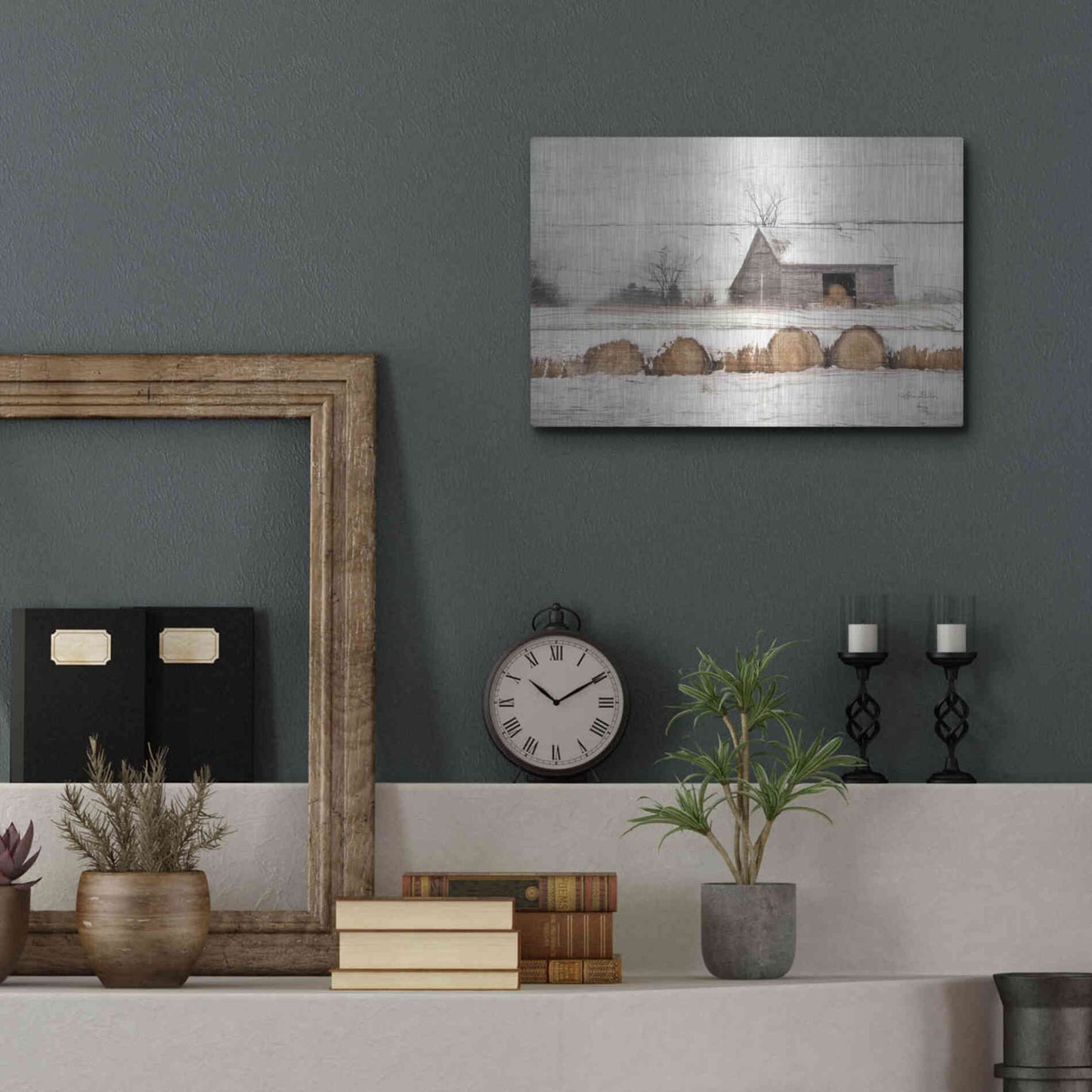 Luxe Metal Art 'Vermont Hay' by Lori Deiter, Metal Wall Art,16x12