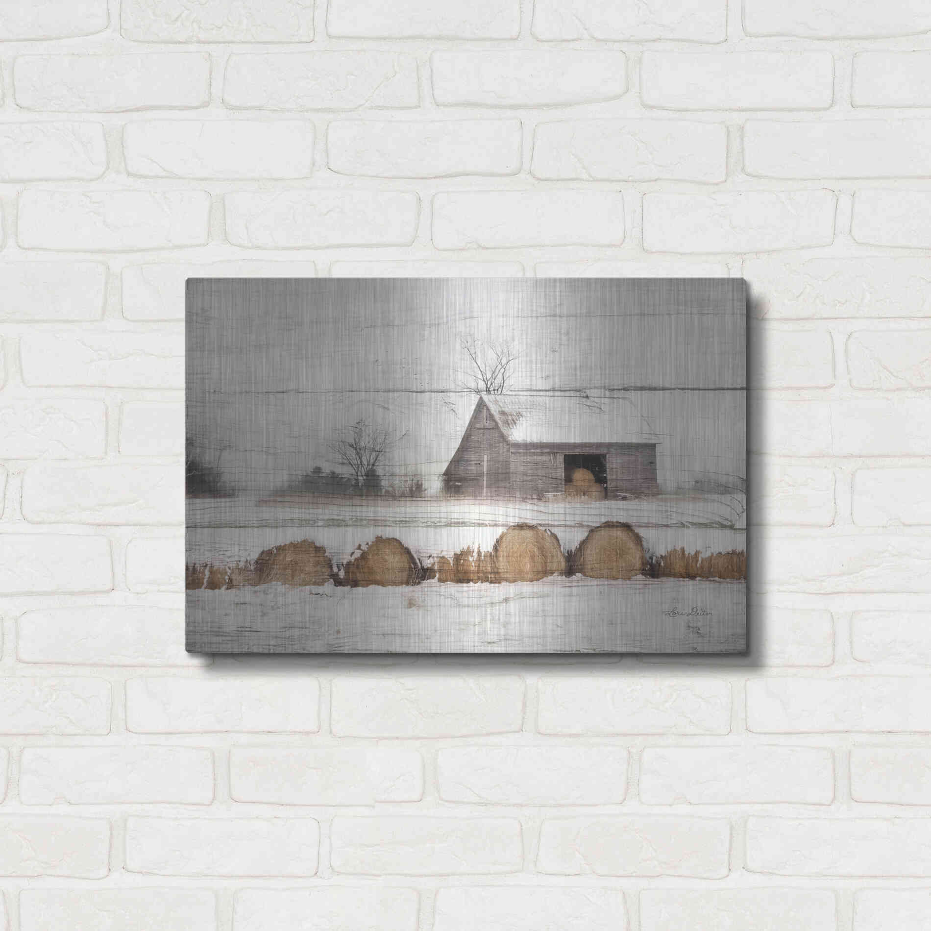 Luxe Metal Art 'Vermont Hay' by Lori Deiter, Metal Wall Art,24x16