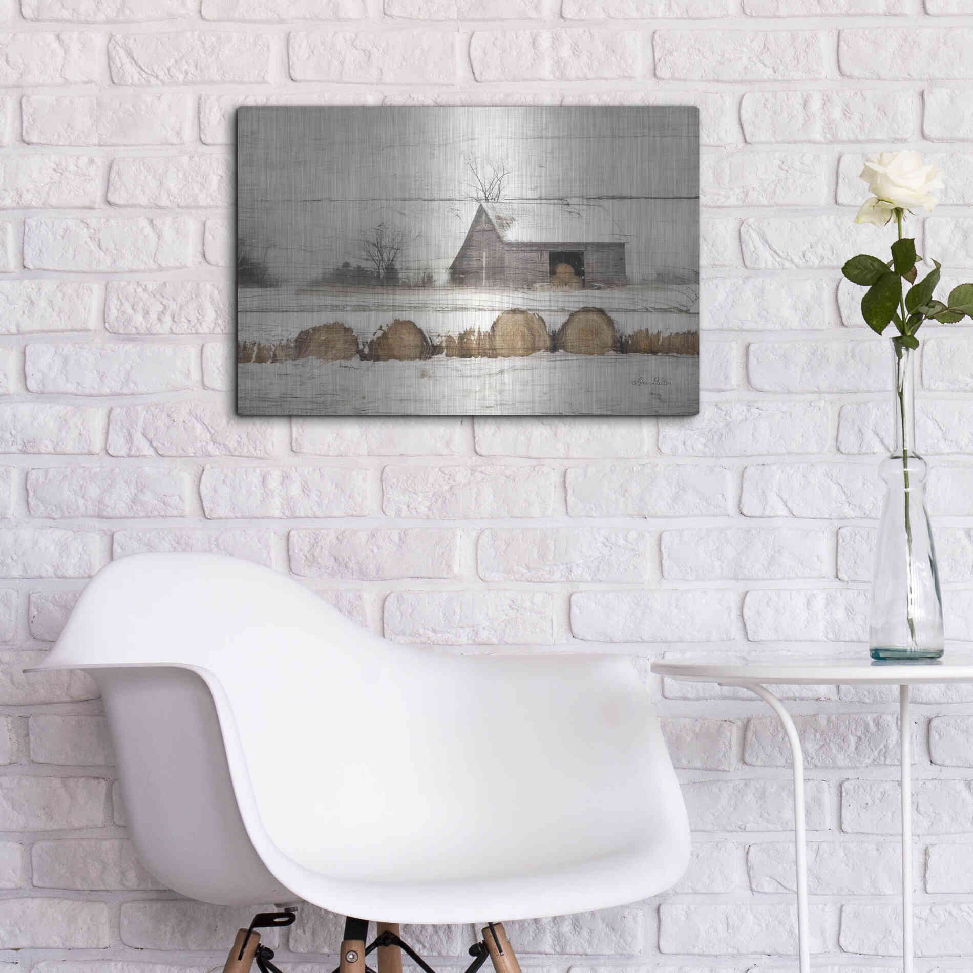 Luxe Metal Art 'Vermont Hay' by Lori Deiter, Metal Wall Art,24x16