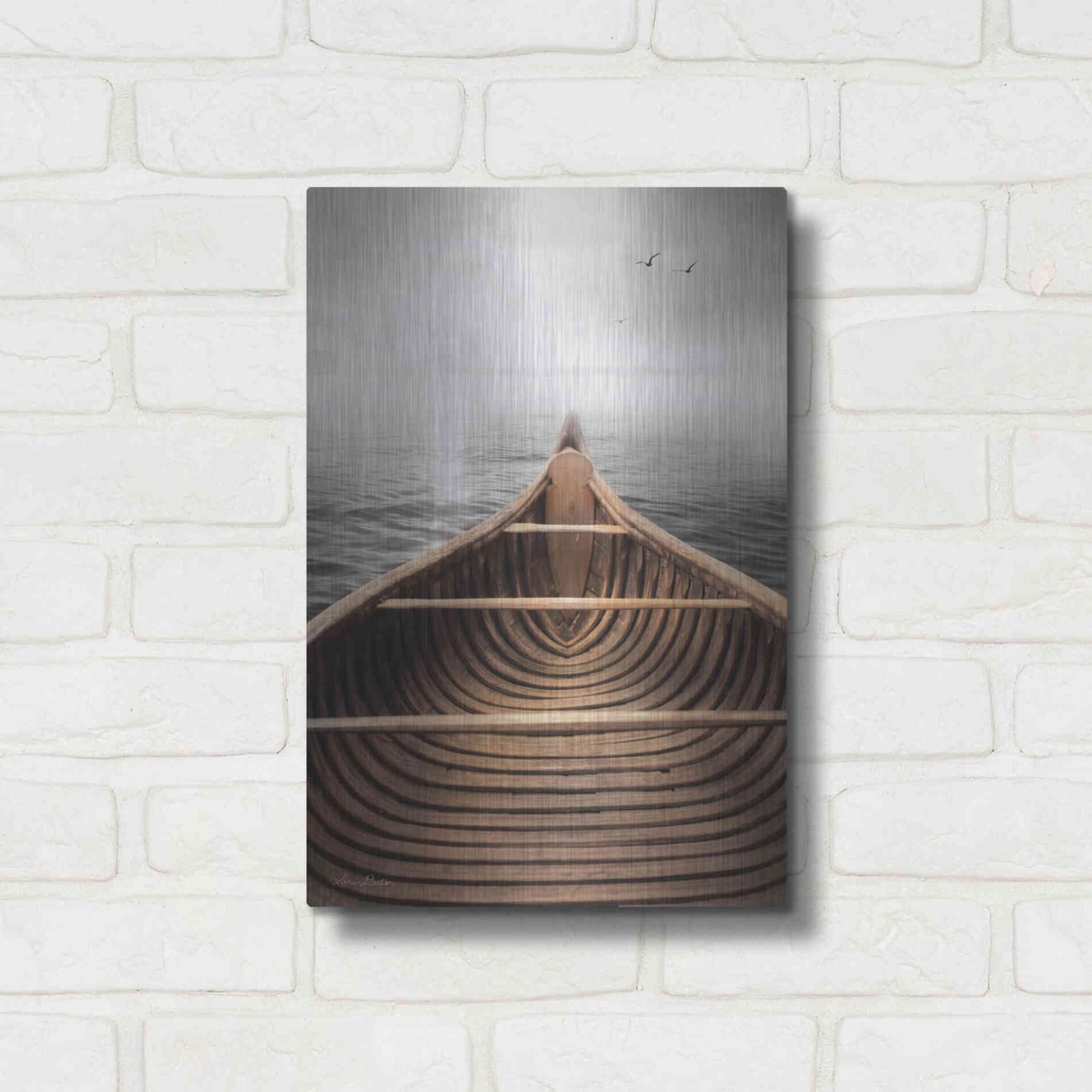 Luxe Metal Art 'Old Wooden Canoe' by Lori Deiter, Metal Wall Art,12x16