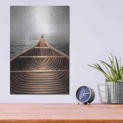 Luxe Metal Art 'Old Wooden Canoe' by Lori Deiter, Metal Wall Art,12x16