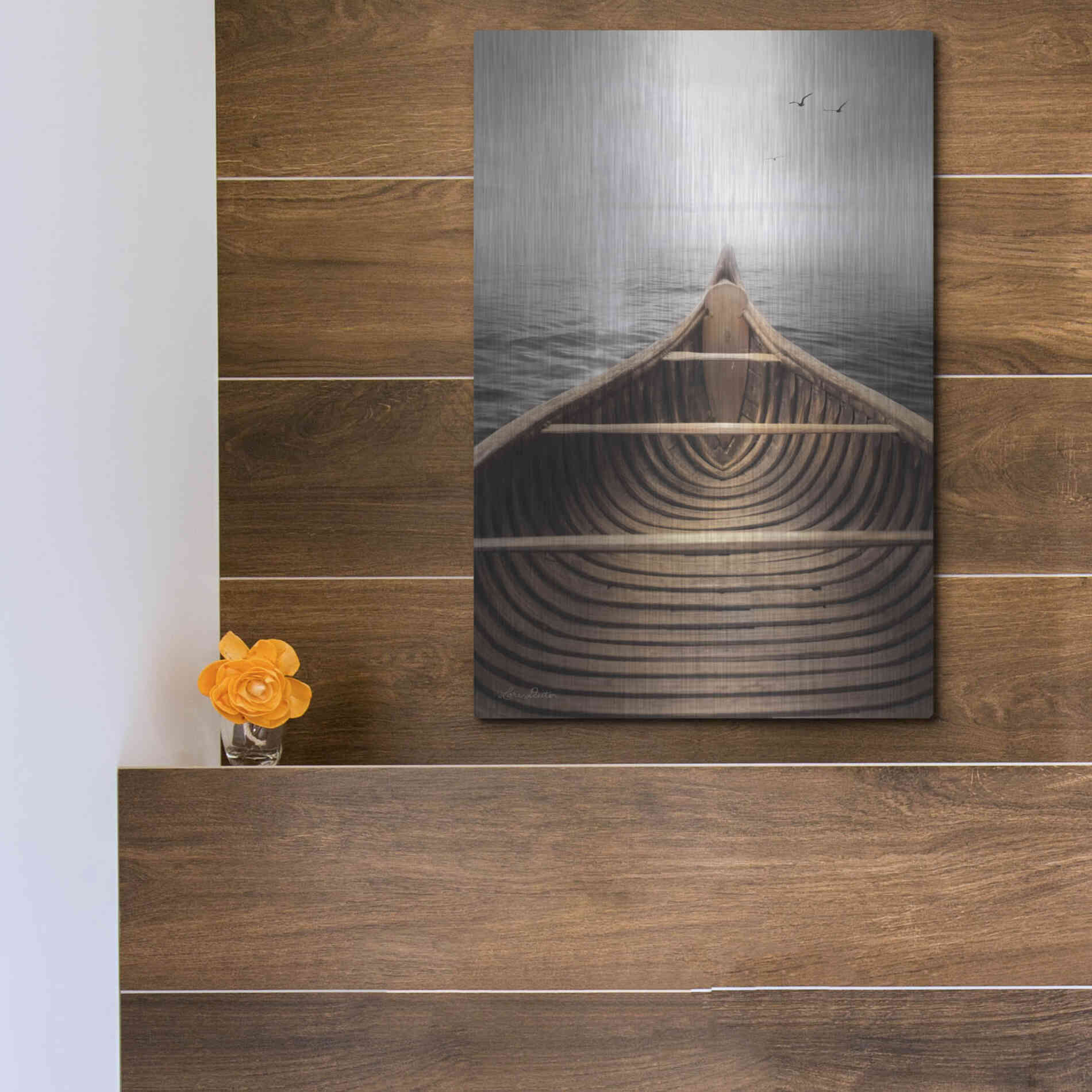 Luxe Metal Art 'Old Wooden Canoe' by Lori Deiter, Metal Wall Art,12x16