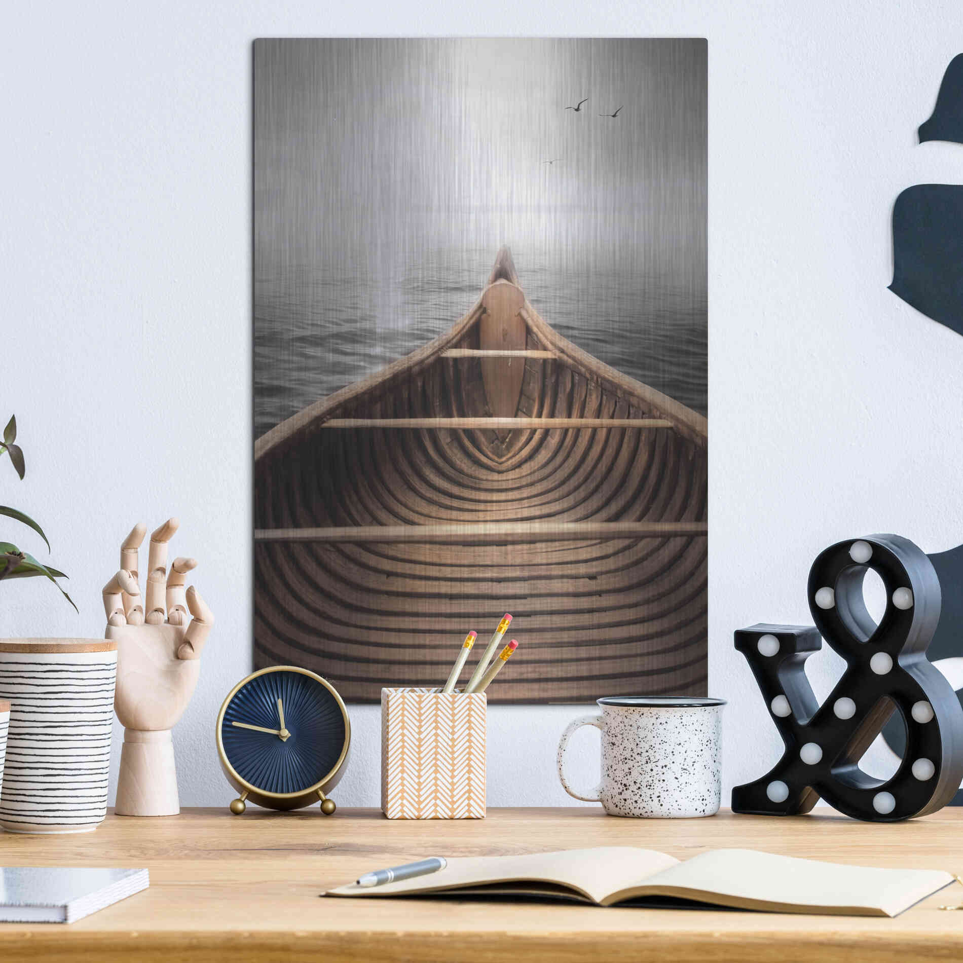 Luxe Metal Art 'Old Wooden Canoe' by Lori Deiter, Metal Wall Art,12x16