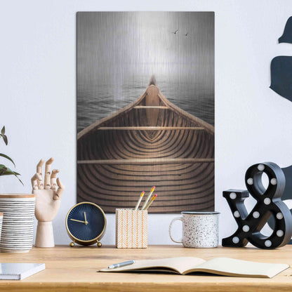 Luxe Metal Art 'Old Wooden Canoe' by Lori Deiter, Metal Wall Art,12x16