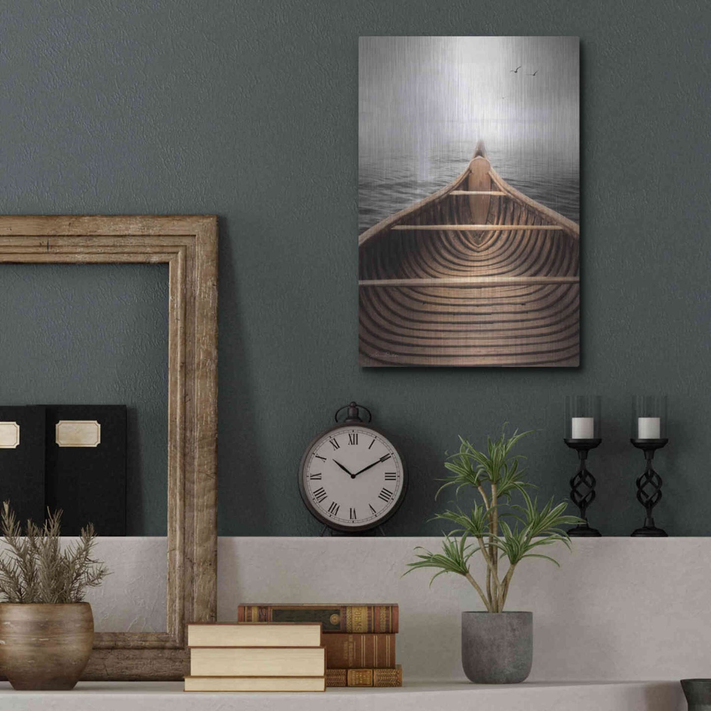 Luxe Metal Art 'Old Wooden Canoe' by Lori Deiter, Metal Wall Art,12x16