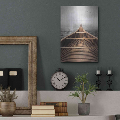 Luxe Metal Art 'Old Wooden Canoe' by Lori Deiter, Metal Wall Art,12x16