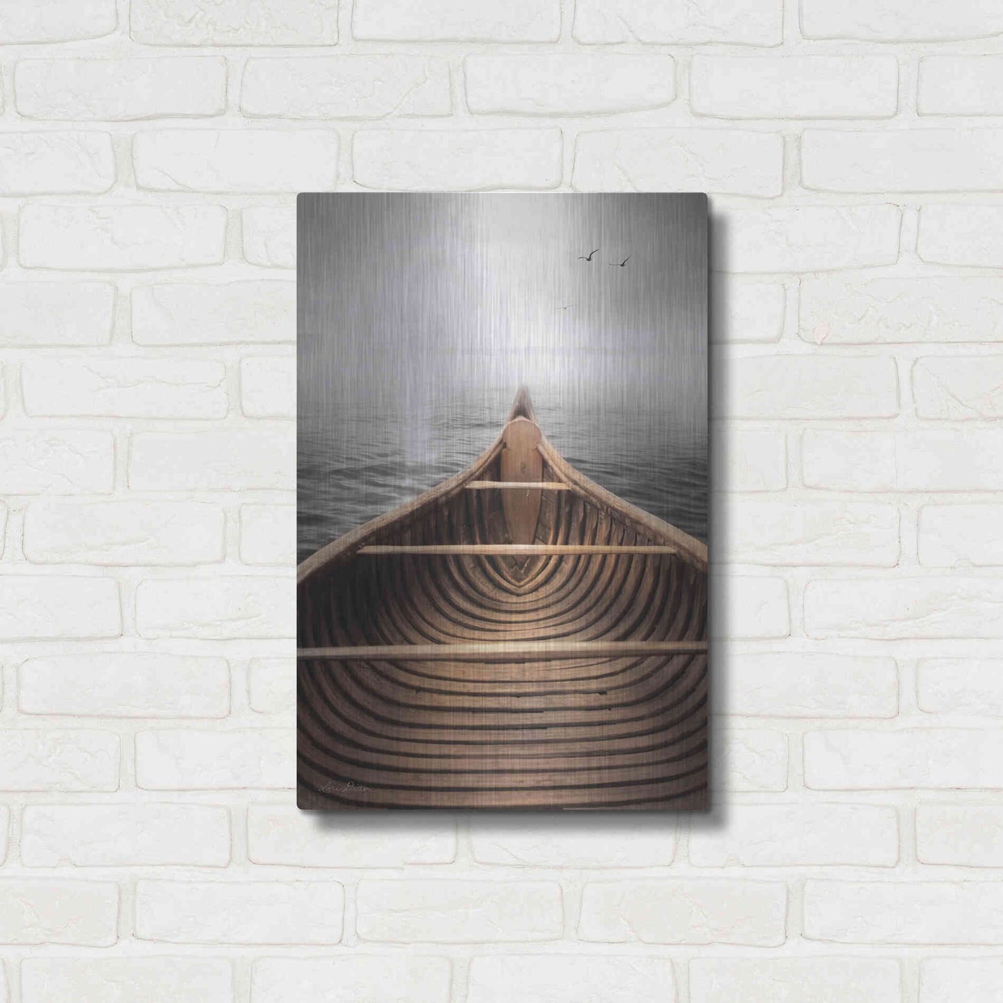 Luxe Metal Art 'Old Wooden Canoe' by Lori Deiter, Metal Wall Art,16x24