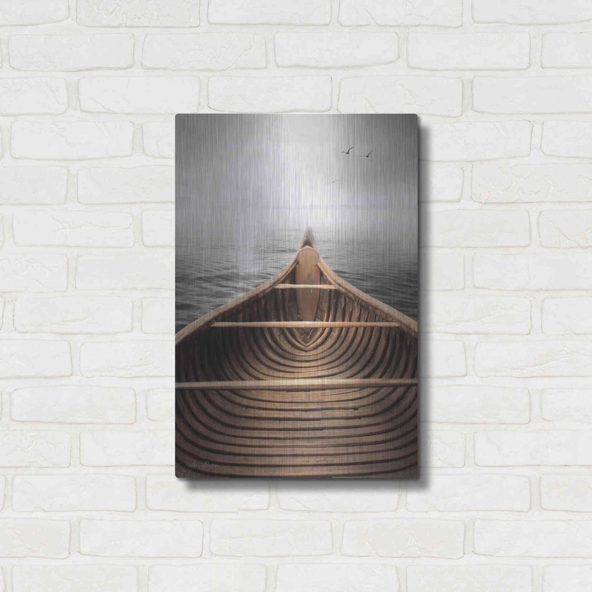 Luxe Metal Art 'Old Wooden Canoe' by Lori Deiter, Metal Wall Art,16x24