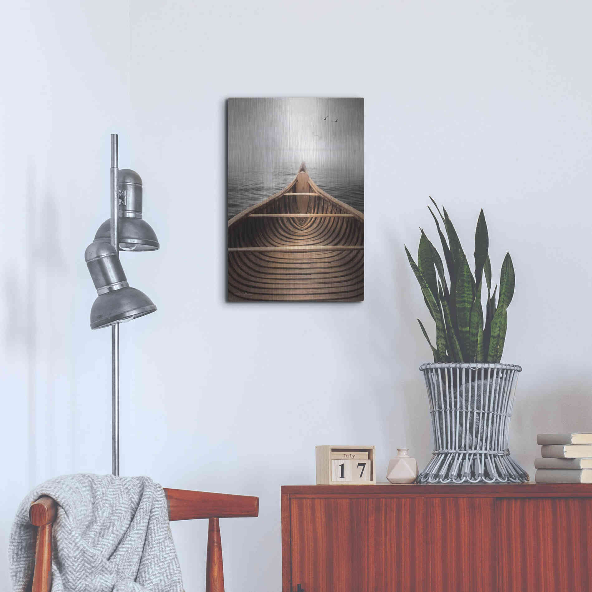 Luxe Metal Art 'Old Wooden Canoe' by Lori Deiter, Metal Wall Art,16x24