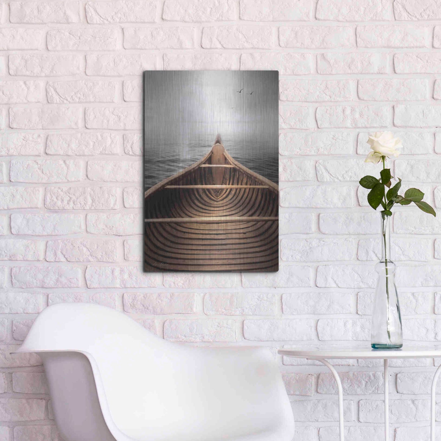 Luxe Metal Art 'Old Wooden Canoe' by Lori Deiter, Metal Wall Art,16x24