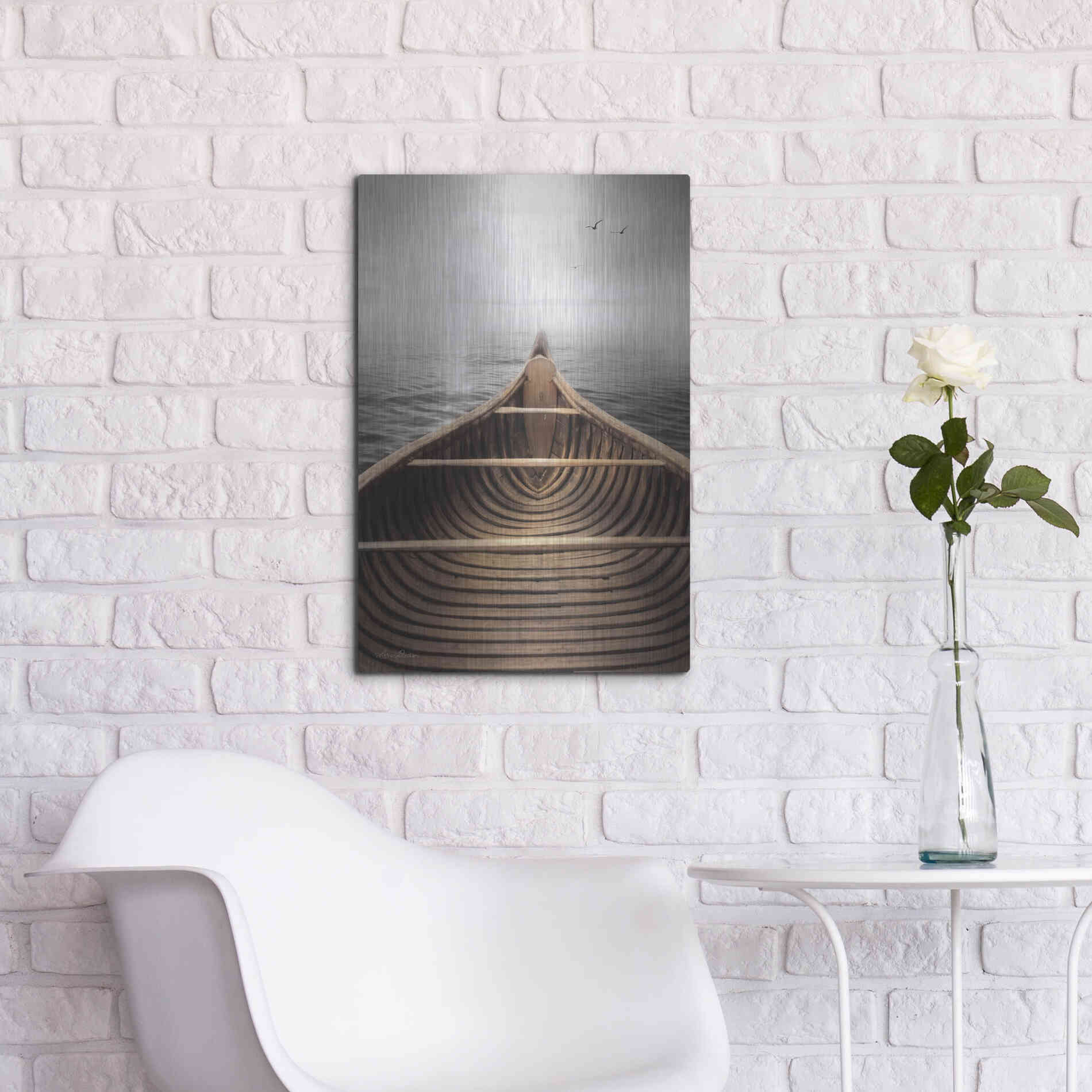 Luxe Metal Art 'Old Wooden Canoe' by Lori Deiter, Metal Wall Art,16x24