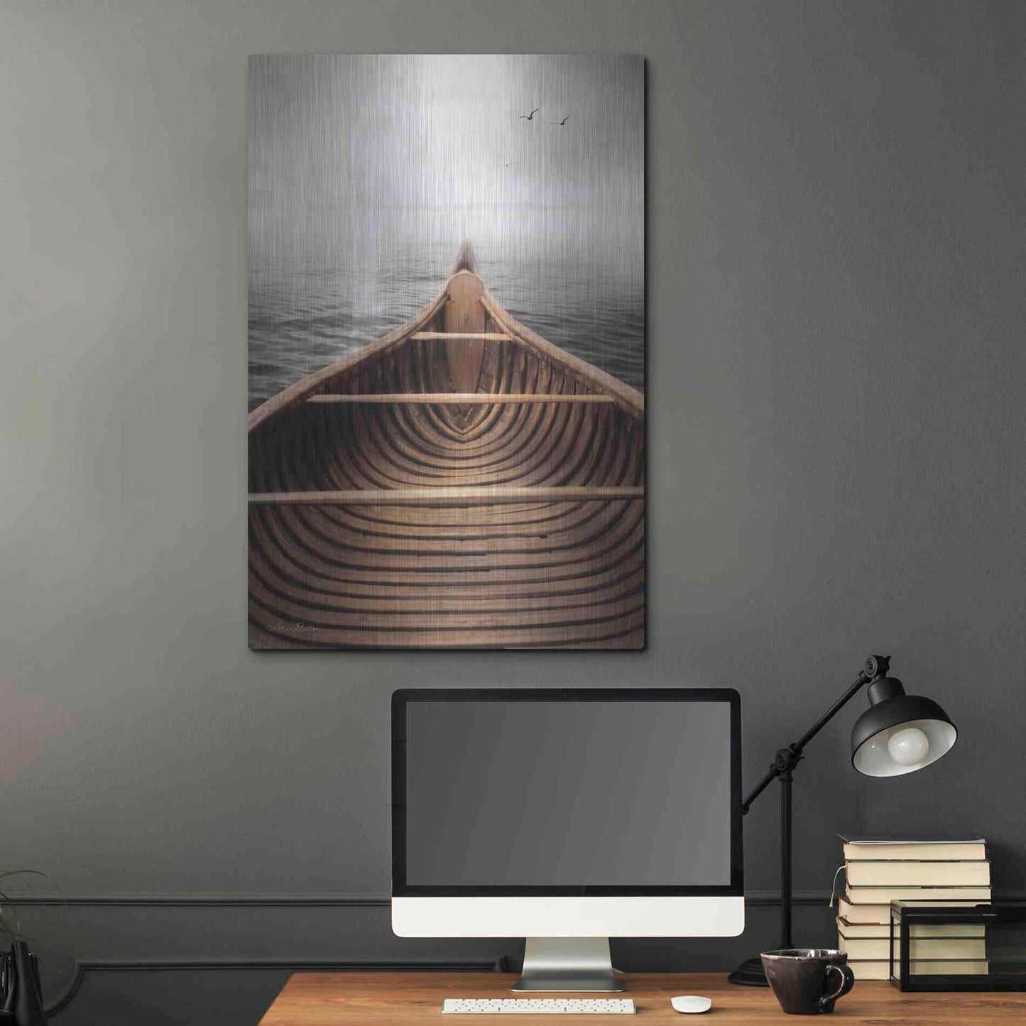 Luxe Metal Art 'Old Wooden Canoe' by Lori Deiter, Metal Wall Art,24x36