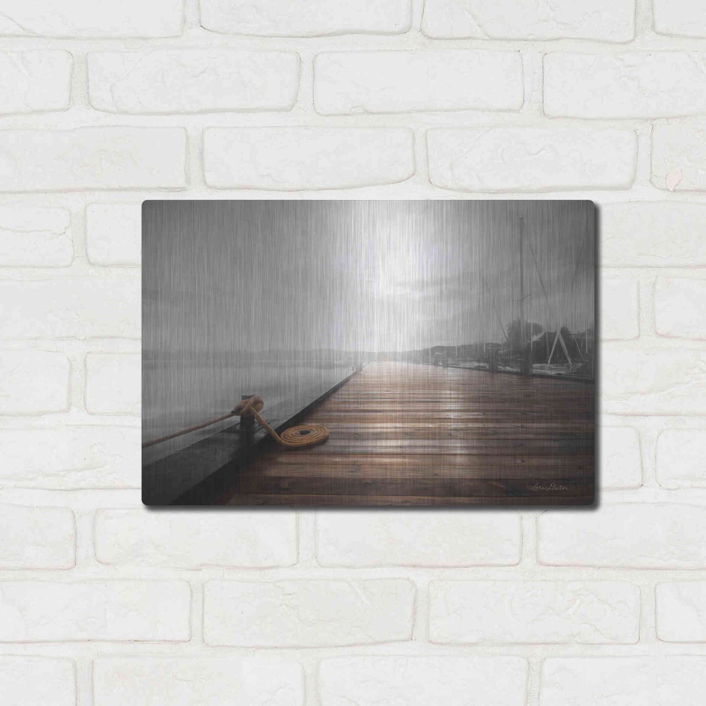 Luxe Metal Art 'Newport Dock I' by Lori Deiter, Metal Wall Art,16x12