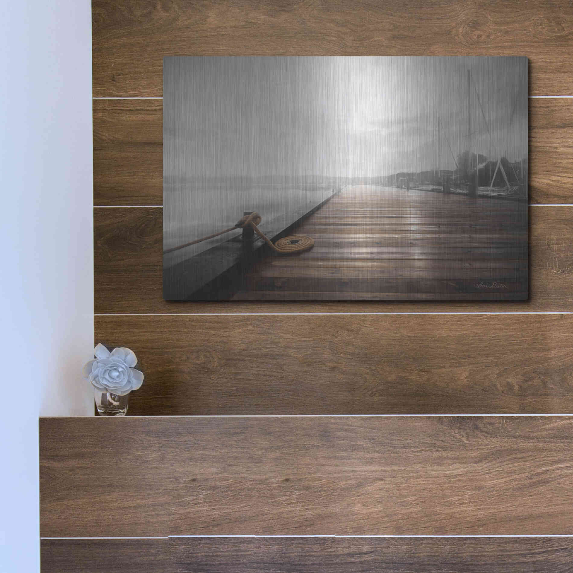 Luxe Metal Art 'Newport Dock I' by Lori Deiter, Metal Wall Art,16x12