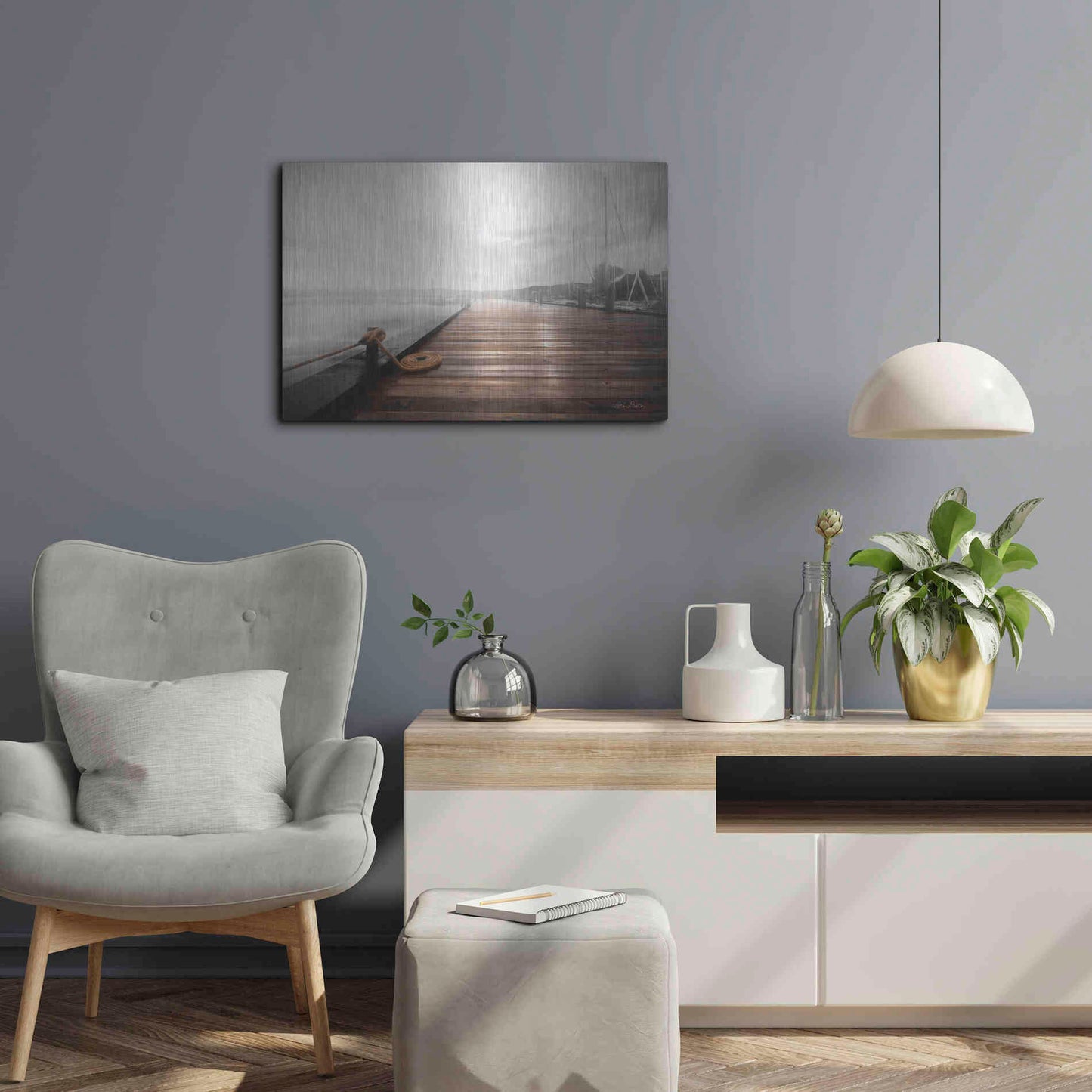 Luxe Metal Art 'Newport Dock I' by Lori Deiter, Metal Wall Art,24x16