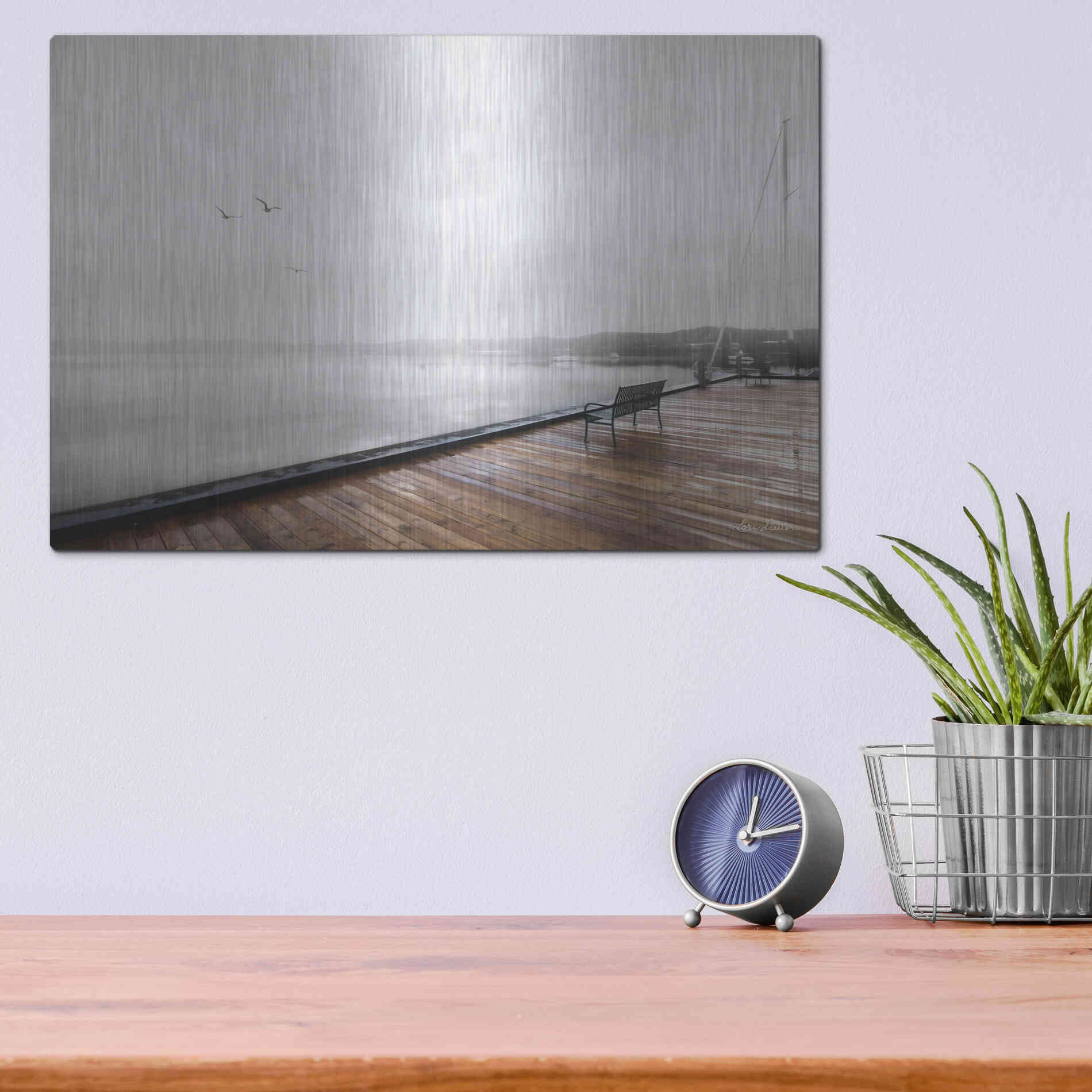 Luxe Metal Art 'Newport Dock II' by Lori Deiter, Metal Wall Art,16x12