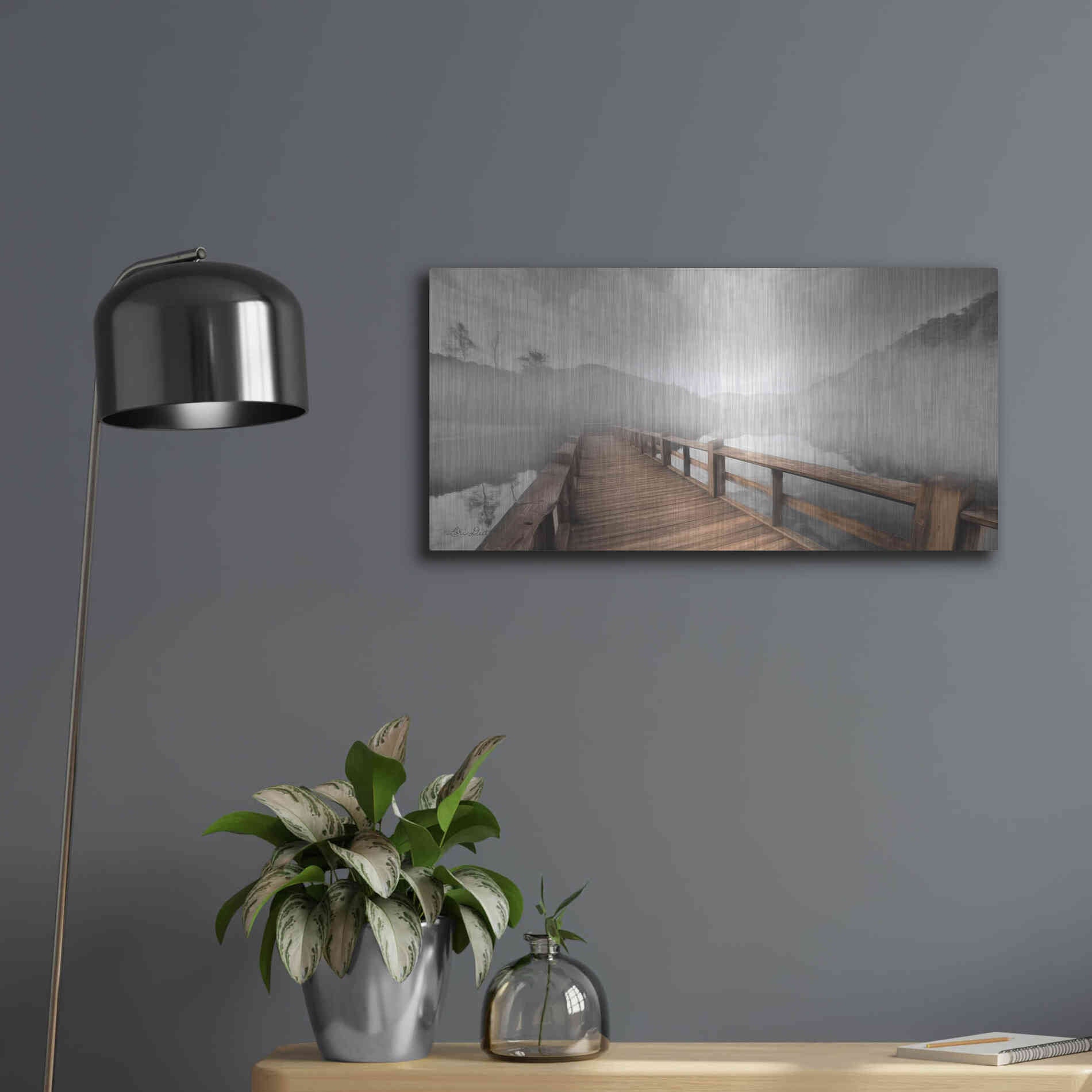 Luxe Metal Art 'Lake Cherokee Dock' by Lori Deiter, Metal Wall Art,24x12