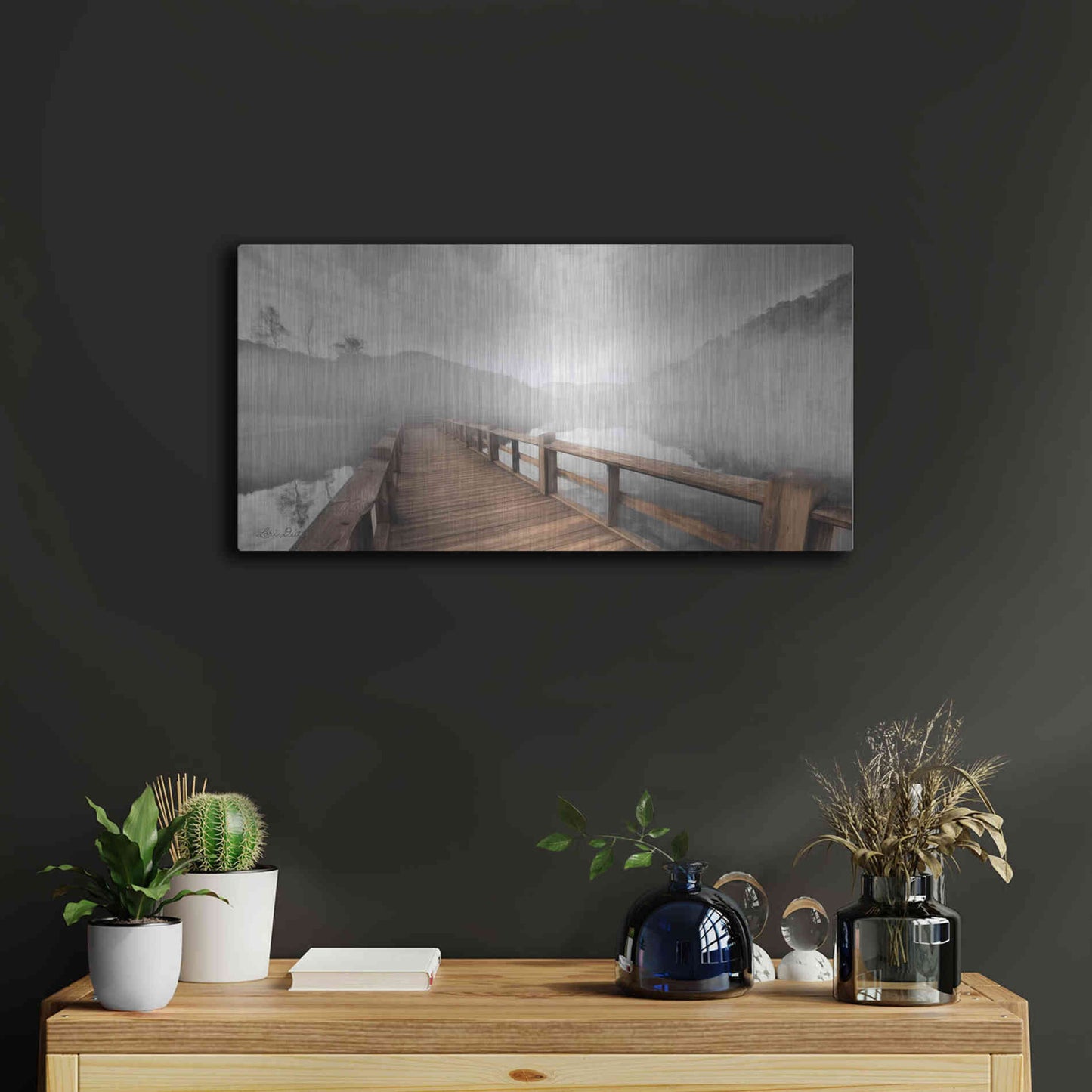 Luxe Metal Art 'Lake Cherokee Dock' by Lori Deiter, Metal Wall Art,24x12