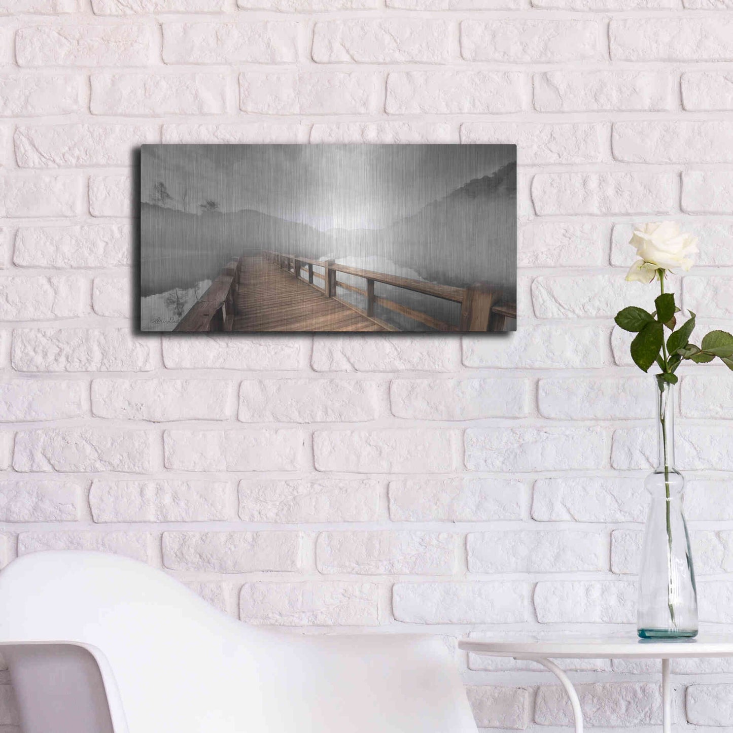 Luxe Metal Art 'Lake Cherokee Dock' by Lori Deiter, Metal Wall Art,24x12