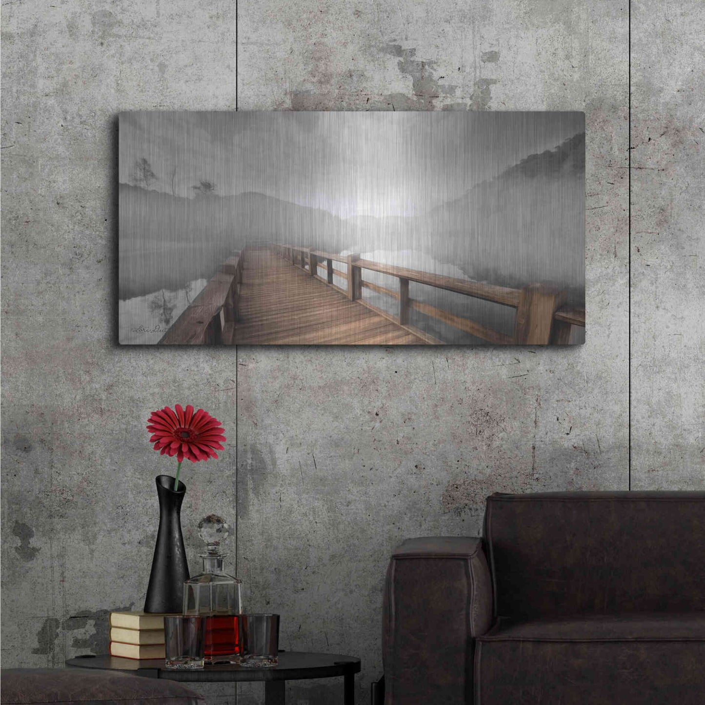 Luxe Metal Art 'Lake Cherokee Dock' by Lori Deiter, Metal Wall Art,48x24