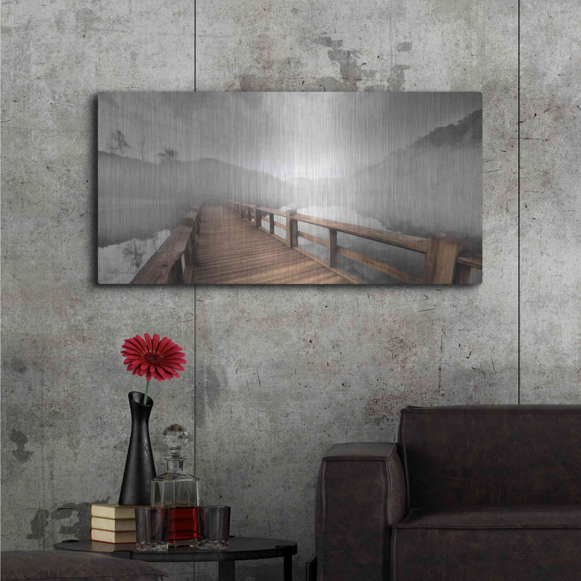 Luxe Metal Art 'Lake Cherokee Dock' by Lori Deiter, Metal Wall Art,48x24