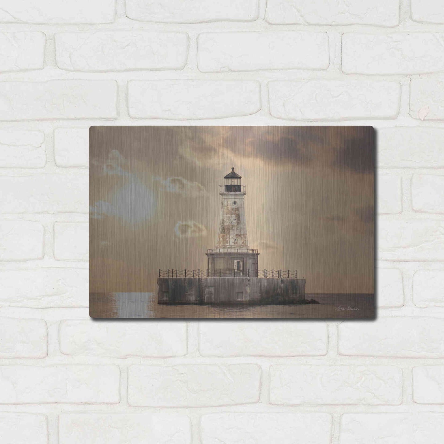 Luxe Metal Art 'Charity Shoal Lighthouse' by Lori Deiter, Metal Wall Art,16x12