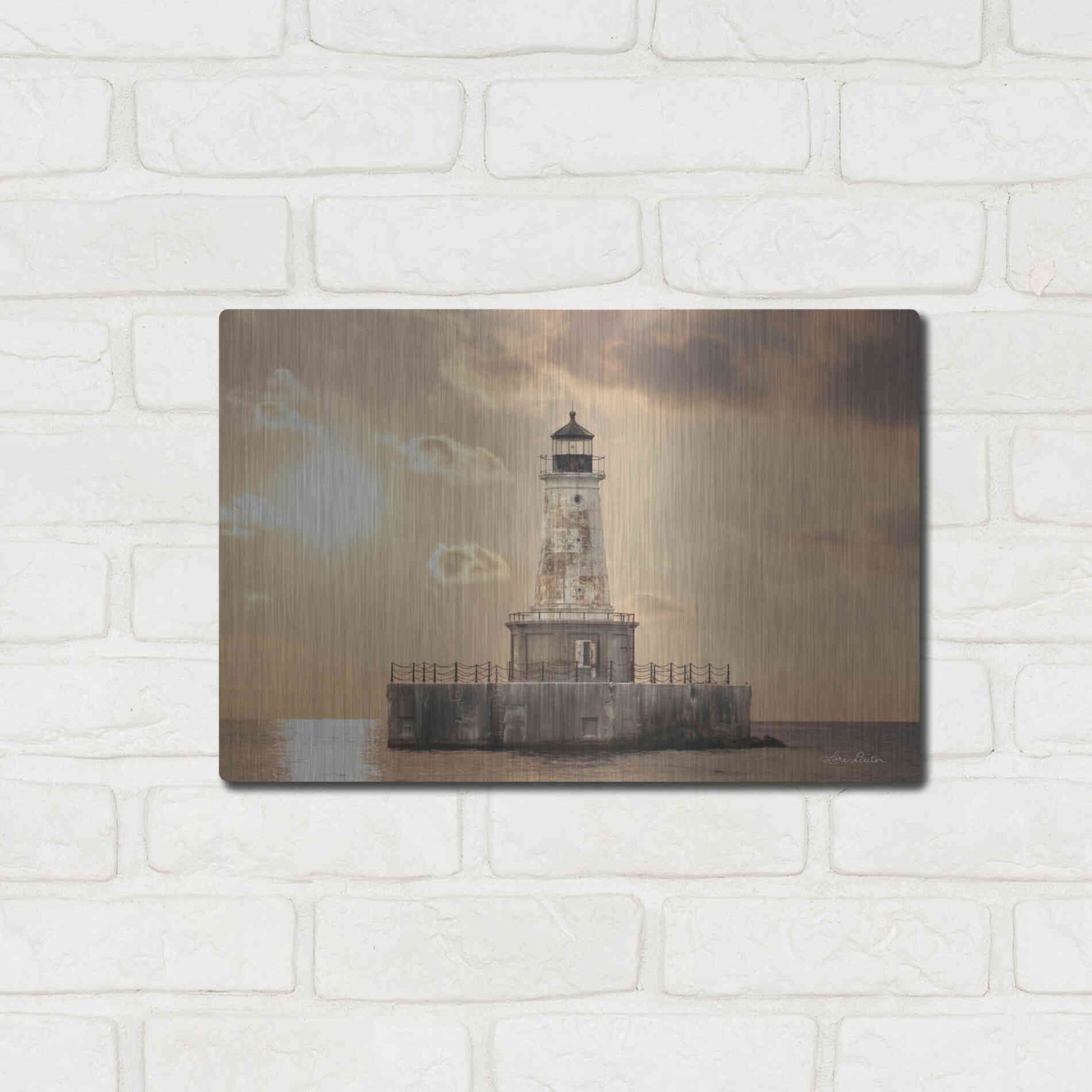 Luxe Metal Art 'Charity Shoal Lighthouse' by Lori Deiter, Metal Wall Art,16x12