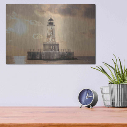 Luxe Metal Art 'Charity Shoal Lighthouse' by Lori Deiter, Metal Wall Art,16x12