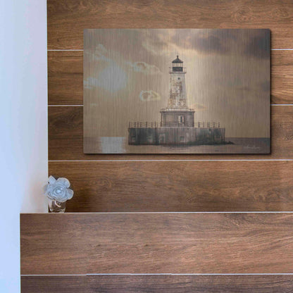 Luxe Metal Art 'Charity Shoal Lighthouse' by Lori Deiter, Metal Wall Art,16x12
