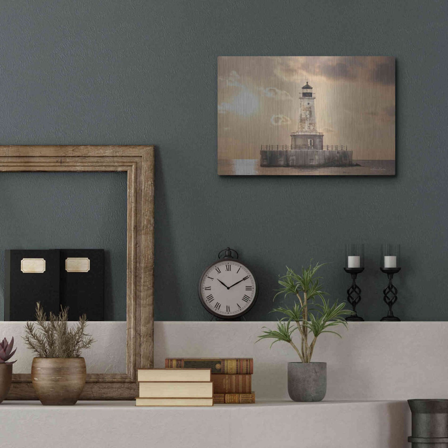 Luxe Metal Art 'Charity Shoal Lighthouse' by Lori Deiter, Metal Wall Art,16x12