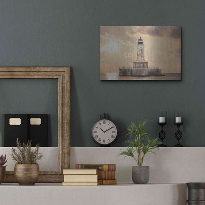 Luxe Metal Art 'Charity Shoal Lighthouse' by Lori Deiter, Metal Wall Art,16x12