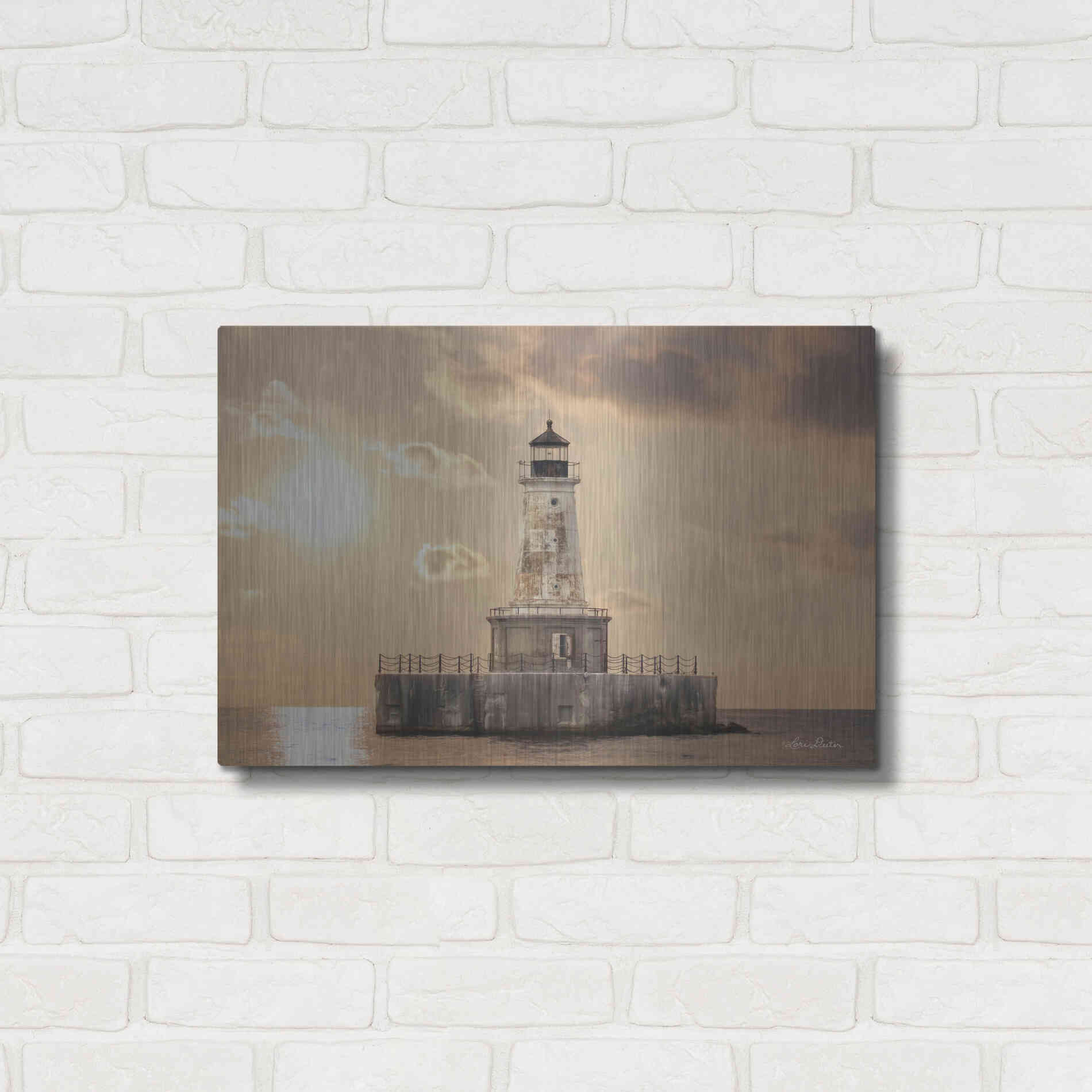 Luxe Metal Art 'Charity Shoal Lighthouse' by Lori Deiter, Metal Wall Art,24x16