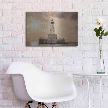 Luxe Metal Art 'Charity Shoal Lighthouse' by Lori Deiter, Metal Wall Art,24x16