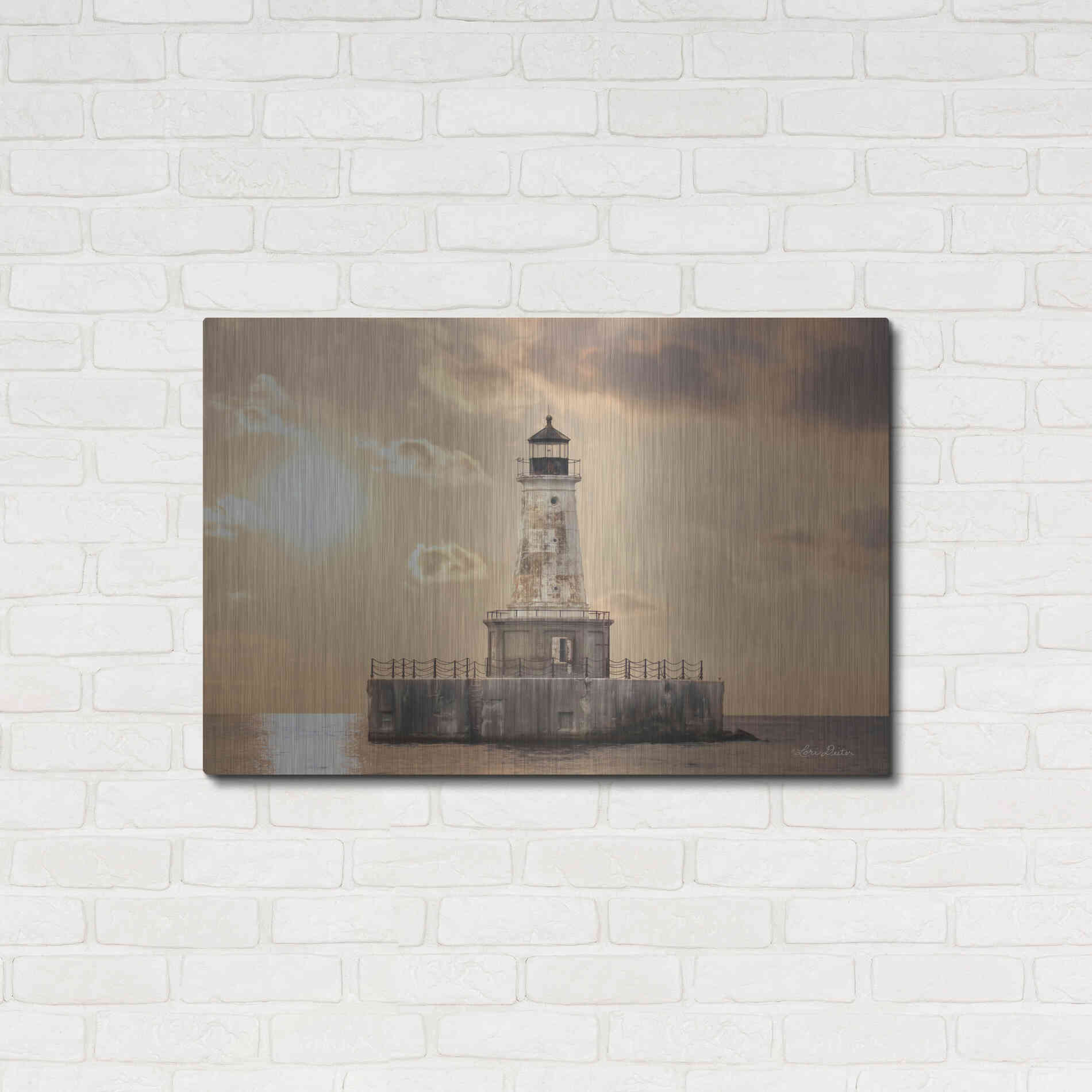 Luxe Metal Art 'Charity Shoal Lighthouse' by Lori Deiter, Metal Wall Art,36x24