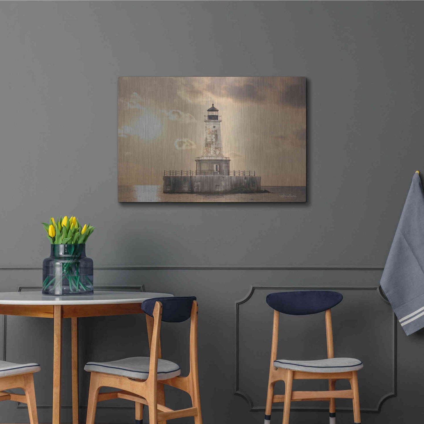 Luxe Metal Art 'Charity Shoal Lighthouse' by Lori Deiter, Metal Wall Art,36x24