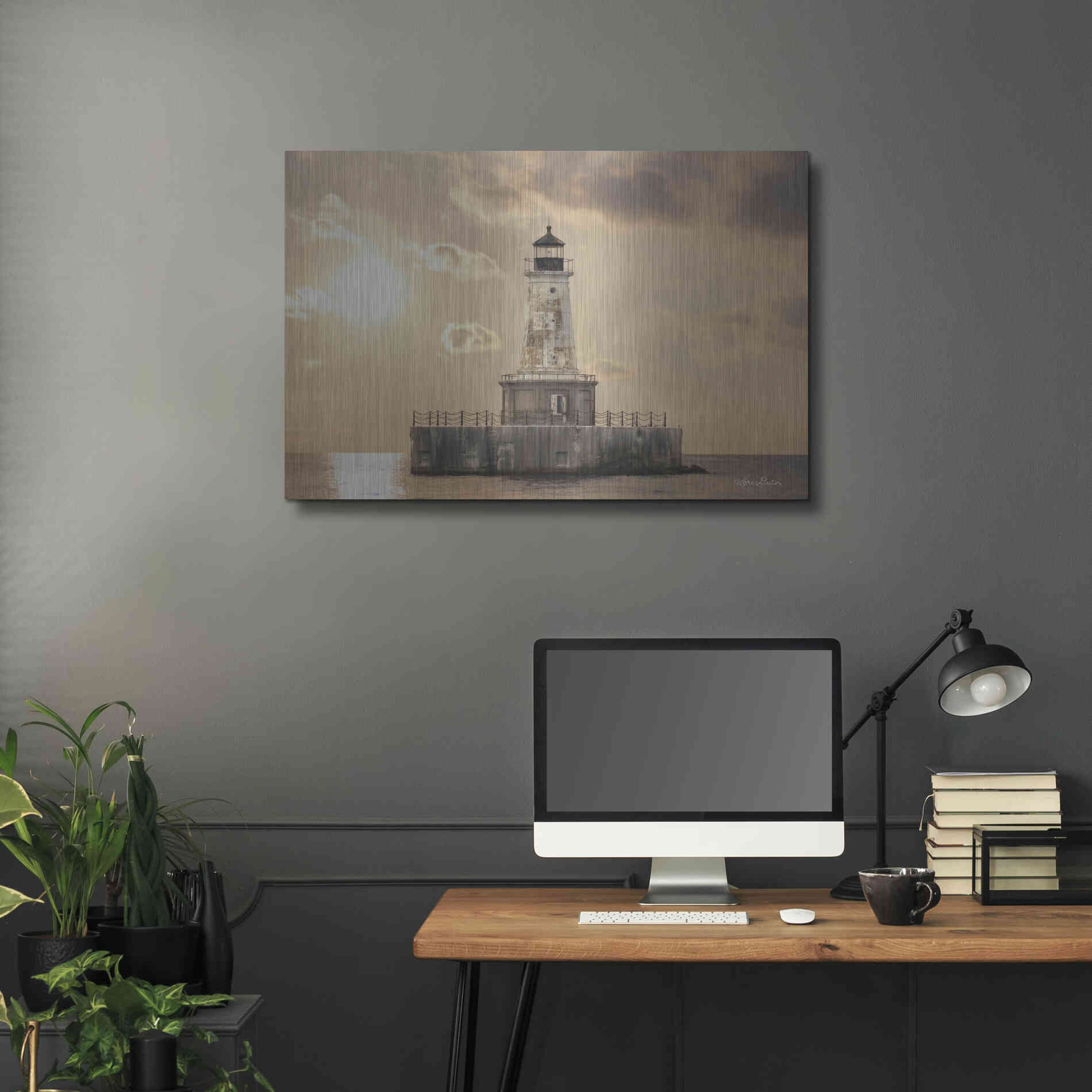 Luxe Metal Art 'Charity Shoal Lighthouse' by Lori Deiter, Metal Wall Art,36x24