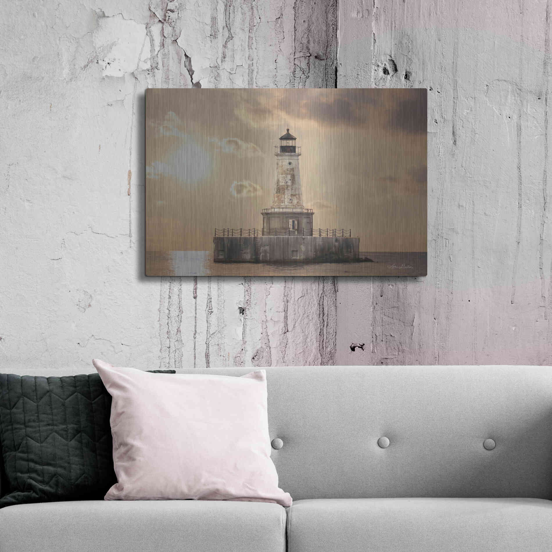 Luxe Metal Art 'Charity Shoal Lighthouse' by Lori Deiter, Metal Wall Art,36x24
