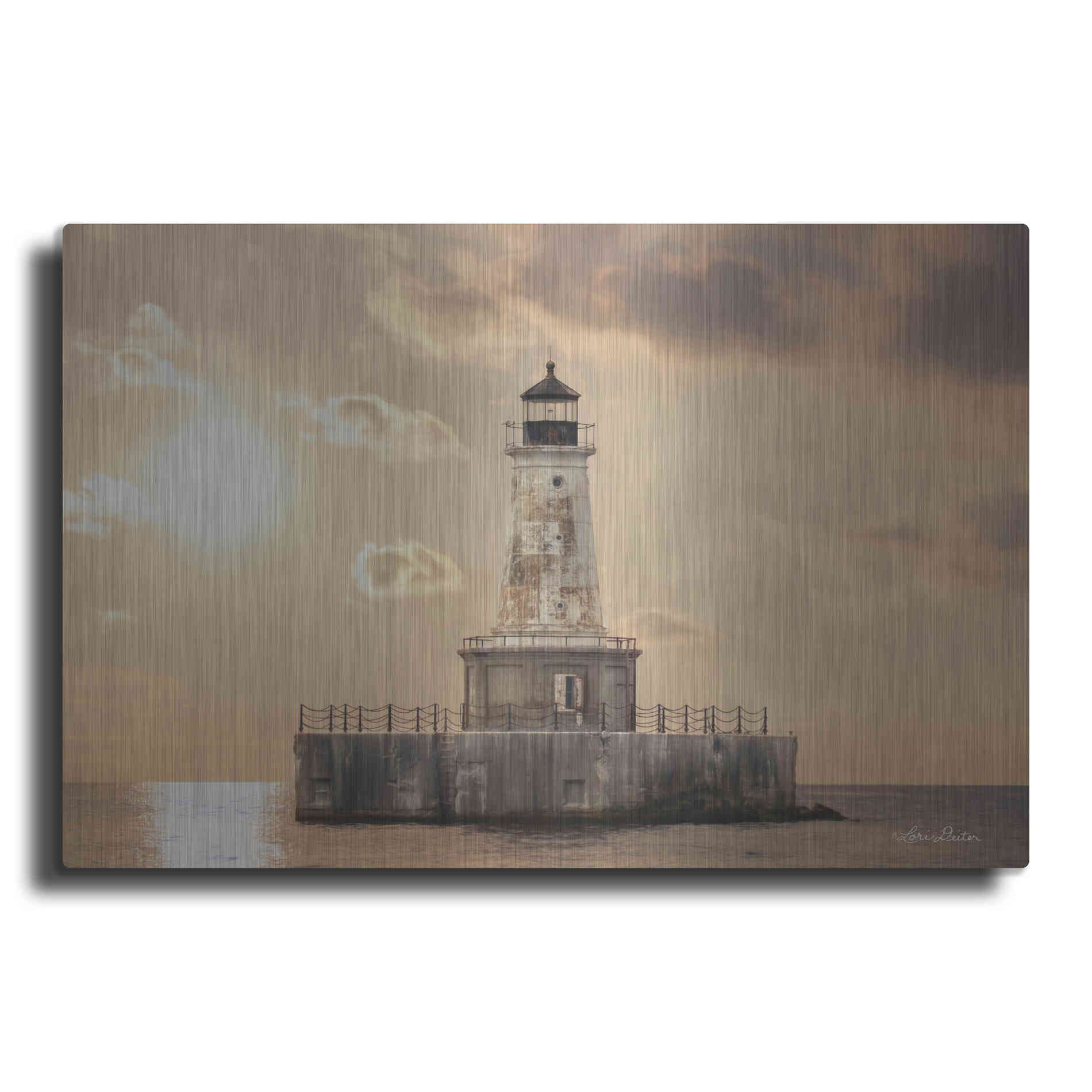 Luxe Metal Art 'Charity Shoal Lighthouse' by Lori Deiter, Metal Wall Art