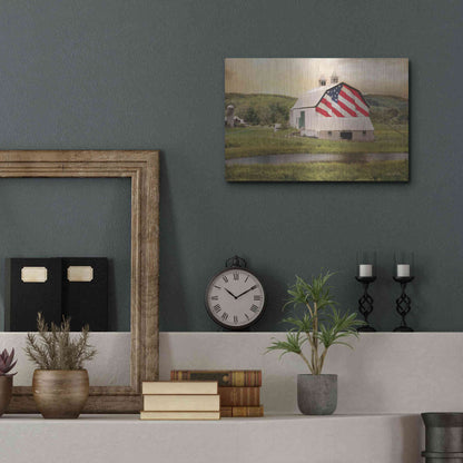 Luxe Metal Art 'Flag Barn' by Lori Deiter, Metal Wall Art,16x12