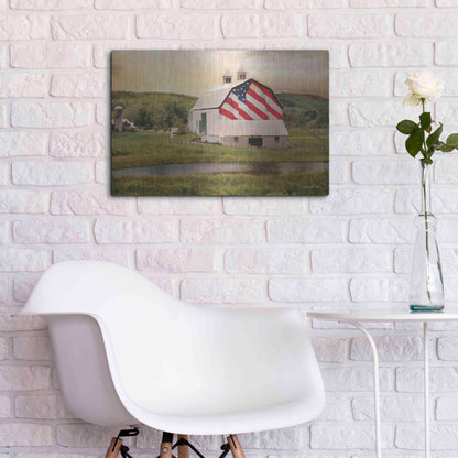 Luxe Metal Art 'Flag Barn' by Lori Deiter, Metal Wall Art,24x16