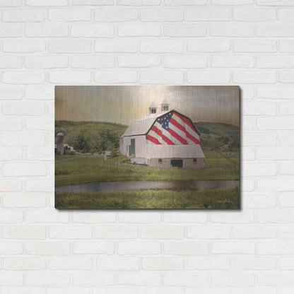 Luxe Metal Art 'Flag Barn' by Lori Deiter, Metal Wall Art,36x24