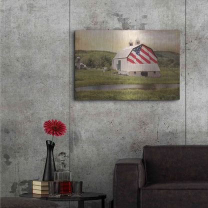 Luxe Metal Art 'Flag Barn' by Lori Deiter, Metal Wall Art,36x24