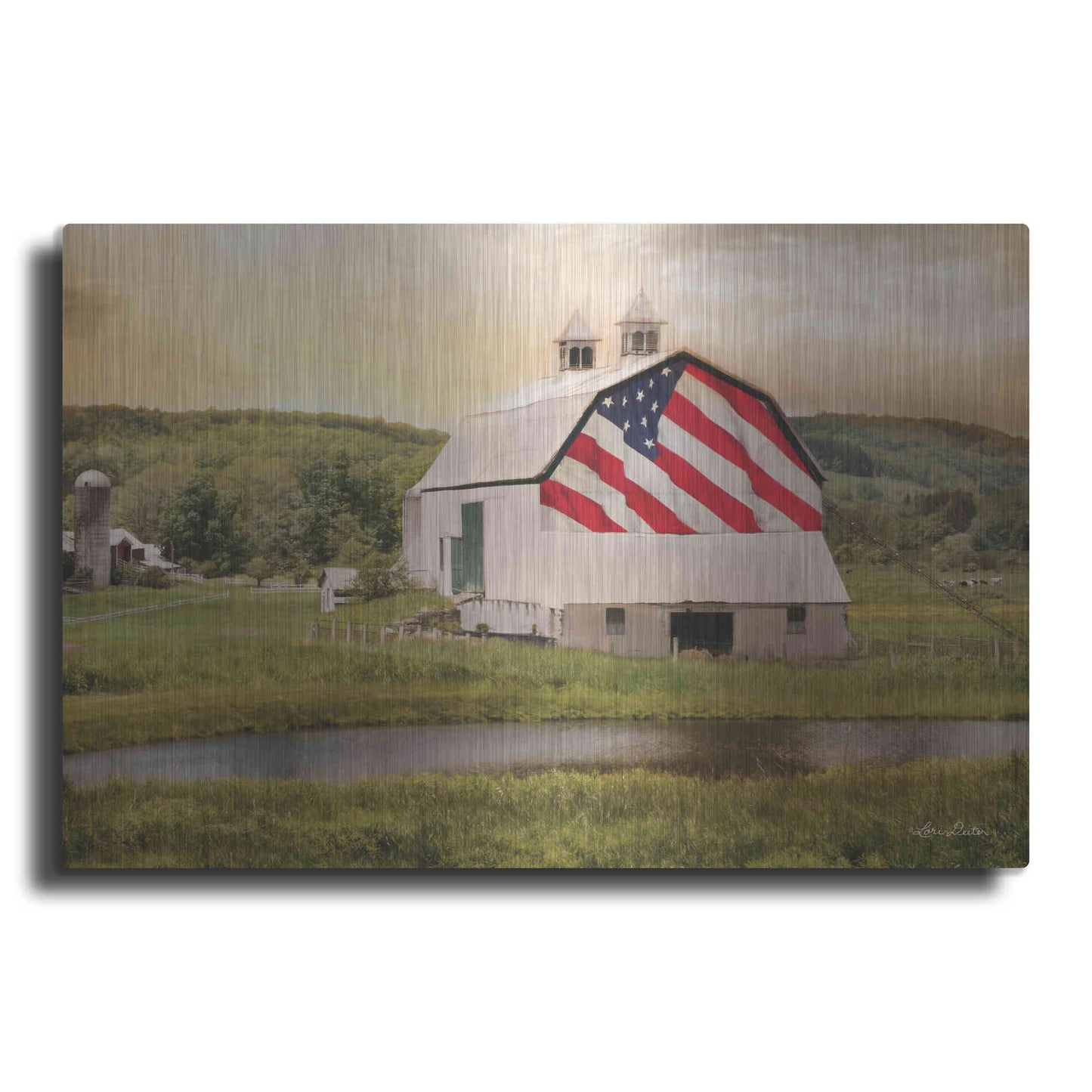 Luxe Metal Art 'Flag Barn' by Lori Deiter, Metal Wall Art