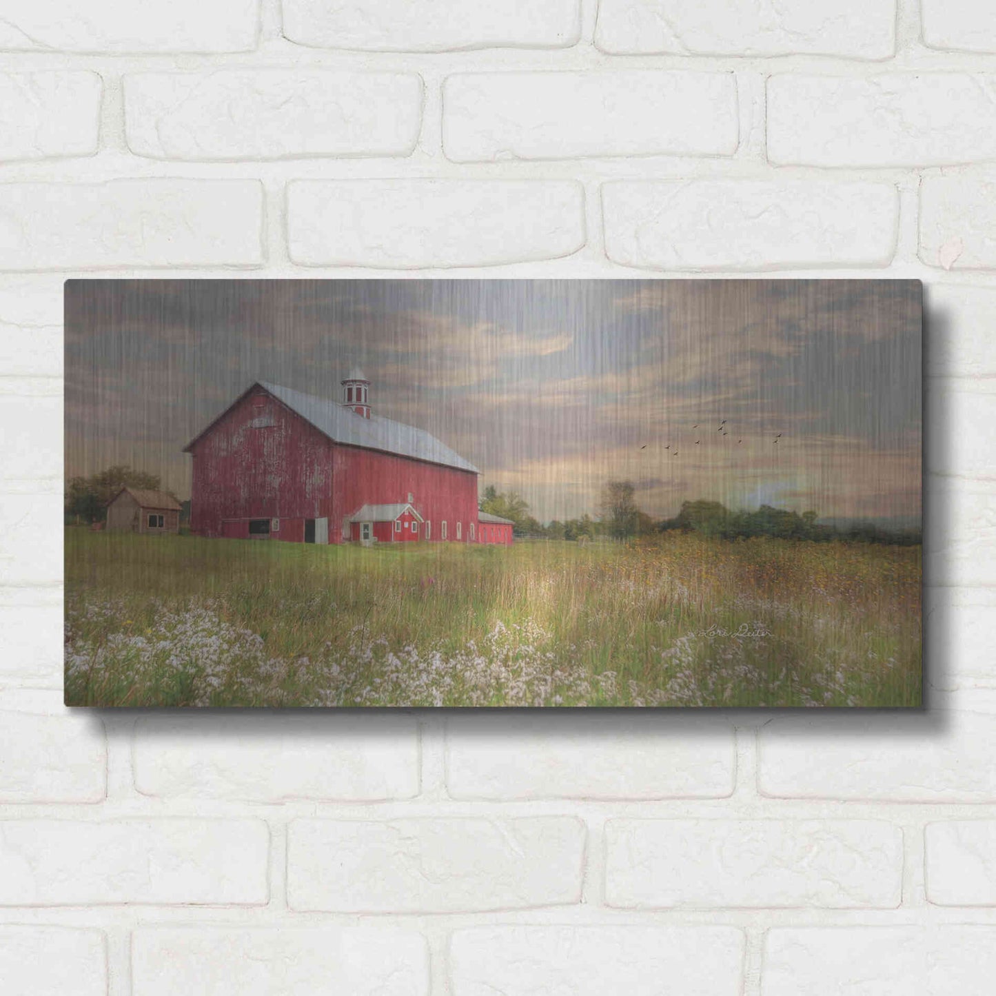 Luxe Metal Art 'Vermont Landscape' by Lori Deiter, Metal Wall Art,24x12